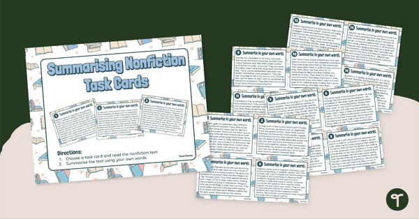 Go to Summarising Nonfiction Task Cards teaching resource