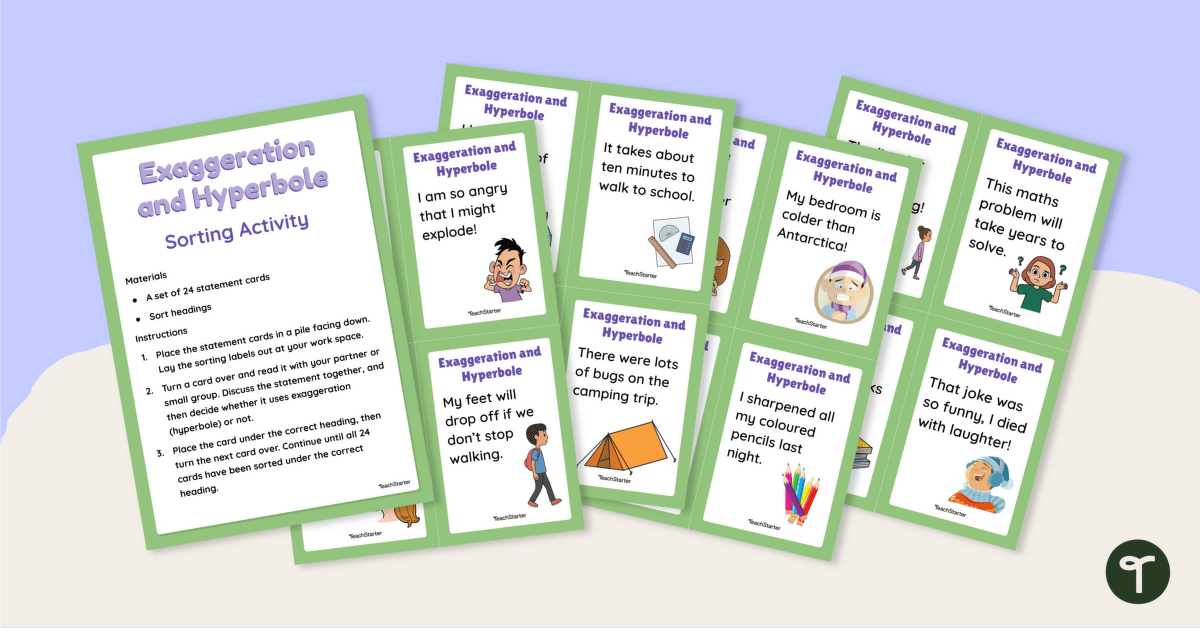 Exaggeration and Hyperbole Sorting Activity teaching resource