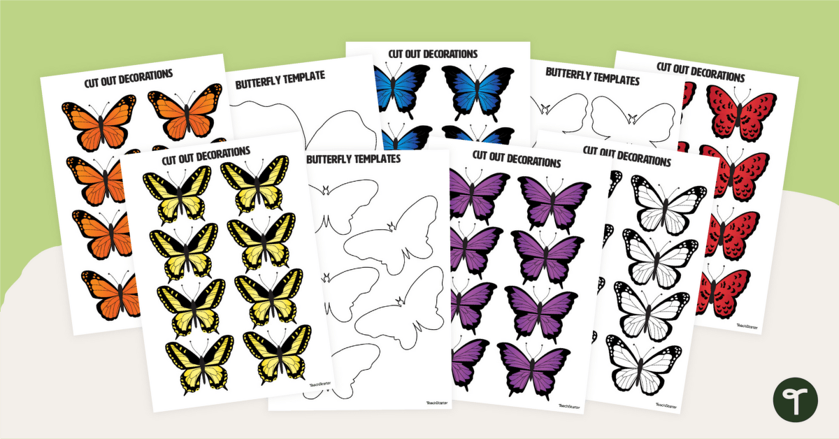 Spring Classroom Door Decorations — Printable Butterflies teaching resource