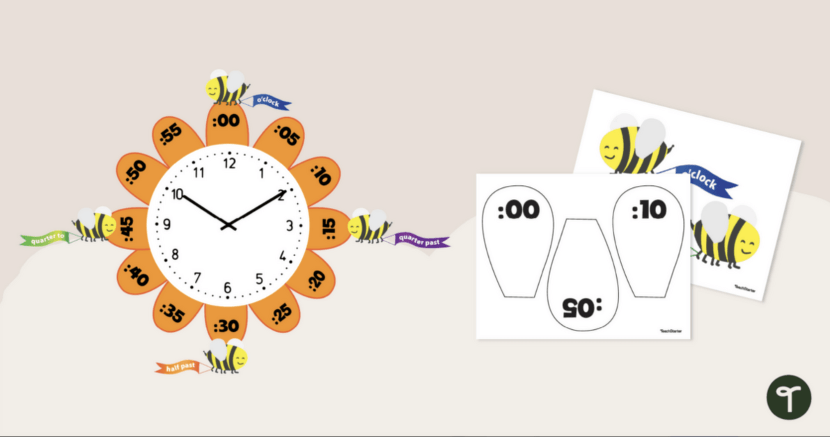 Classroom Clock Labels - Flower Display teaching resource