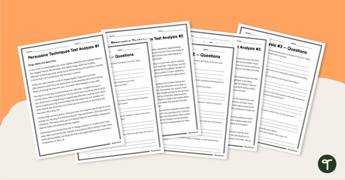 Analyzing Persuasive Techniques Worksheets teaching resource