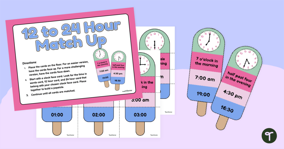 12 and 24-Hour Time Puzzle Pops teaching resource