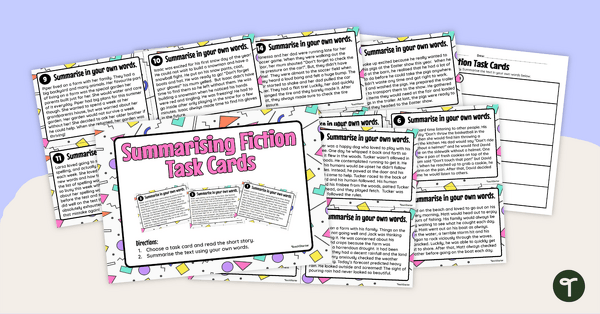 Go to Summarising Fiction Task Cards teaching resource