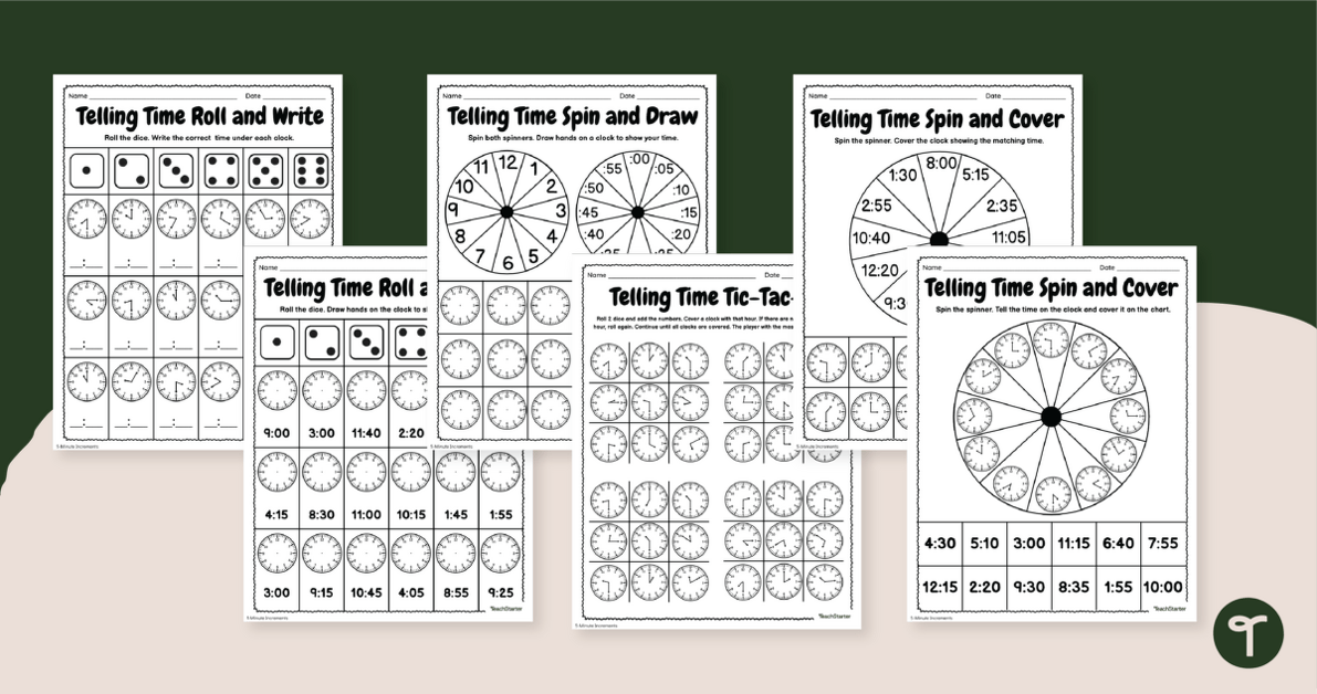 Telling Time Printable Games for 2nd Grade teaching resource