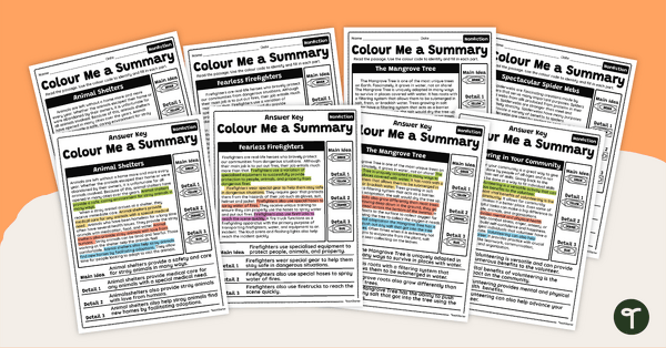 Image of Colour-Coding Summarising Nonfiction Text Worksheets