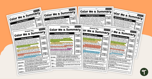 Go to Color-Coding Summarizing Nonfiction Text Worksheets teaching resource