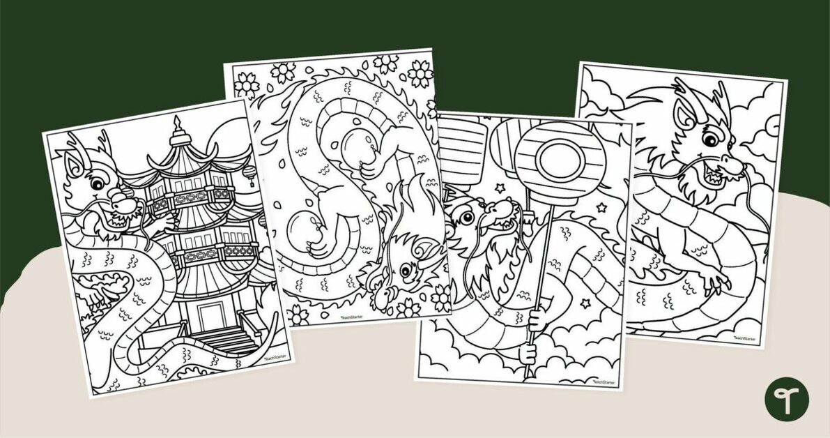Dragon Colouring Pages teaching resource