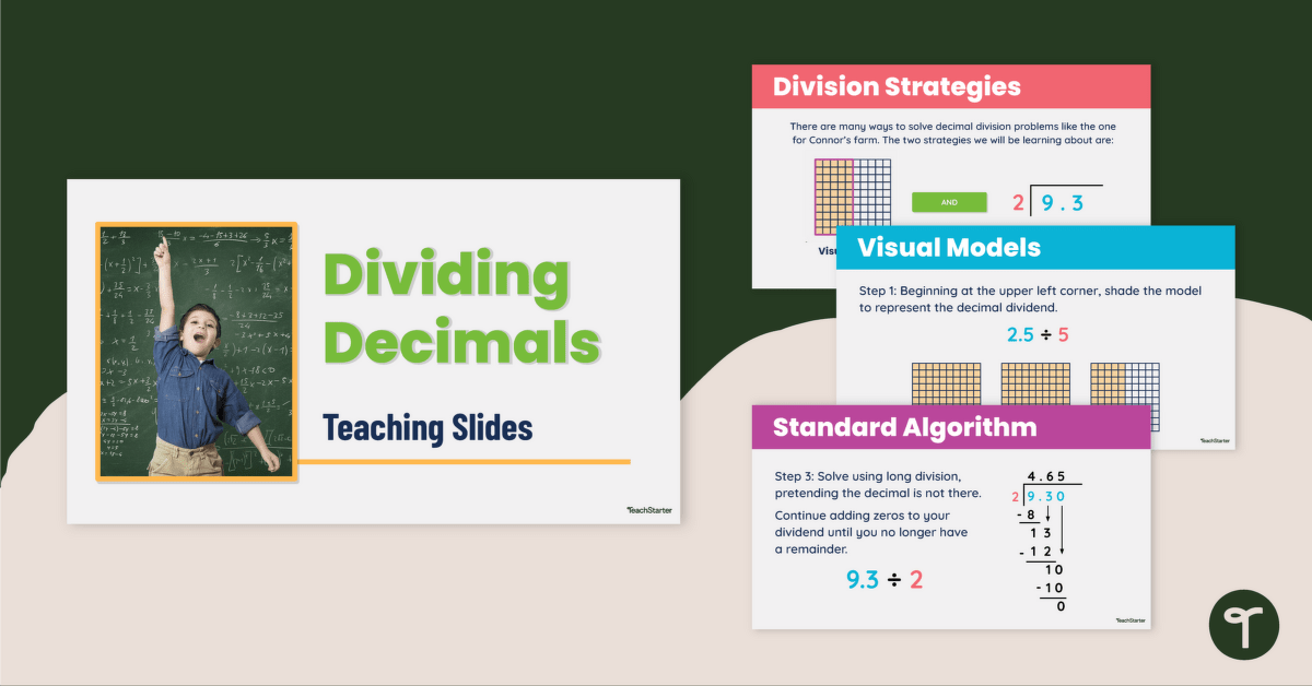 Dividing Decimals by Whole Numbers Teaching Slides teaching resource