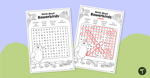 Go to Bowerbird Word Search teaching resource