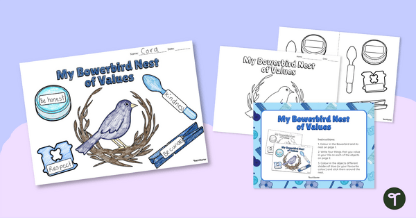 Go to My Bowerbird Nest of Values Template teaching resource
