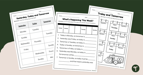 Go to Ordering Days of the Week Worksheets teaching resource