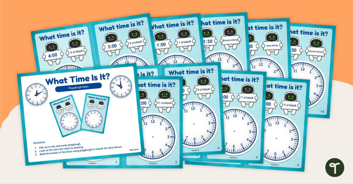 Time to the Hour & Half-Hour Playdough Mats teaching resource