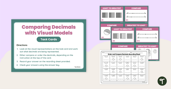 Go to Comparing Decimals with Visual Models Task Cards teaching resource
