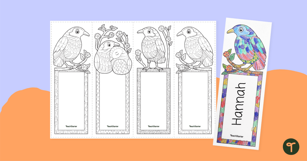 Bowerbird Mindful Colouring Bookmarks teaching resource