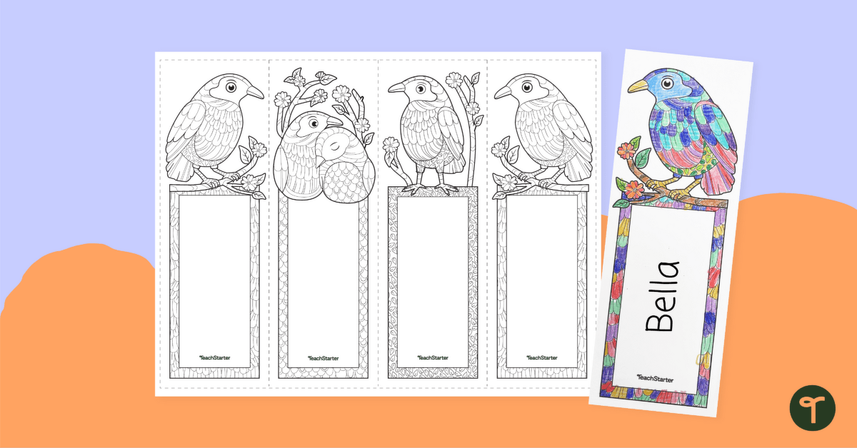 Bowerbird Mindful Coloring Bookmarks teaching resource