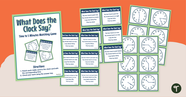 Go to What Does the Clock Say? - Telling Time Game teaching resource