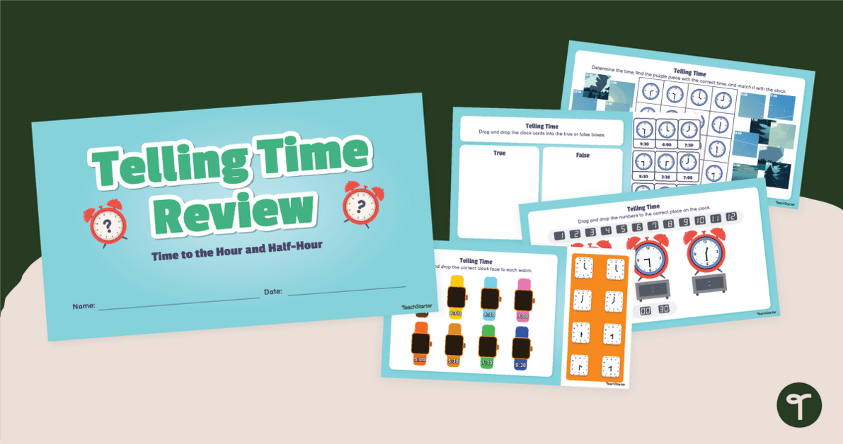 Time to the Hour and Half-Hour - Digital Learning Activity teaching resource