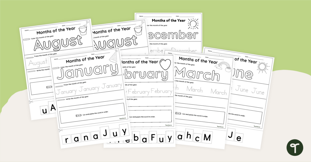 Months of the Year Worksheets teaching resource