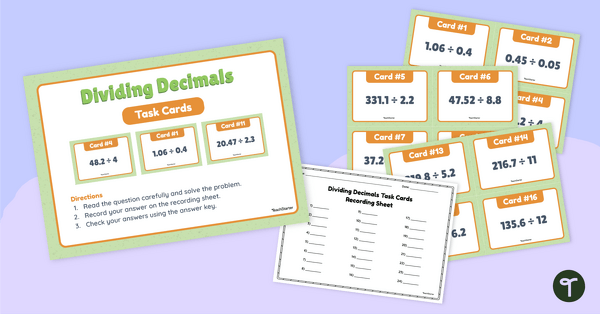 Go to Dividing Decimals Task Cards teaching resource
