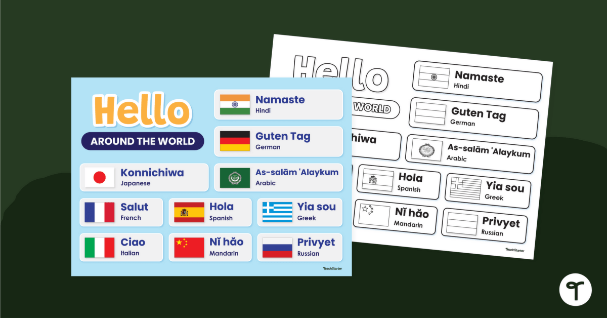 Hello Around The World Poster teaching resource