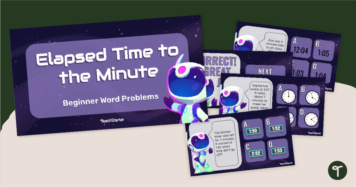Elapsed Time Interactive Word Problems Game teaching resource
