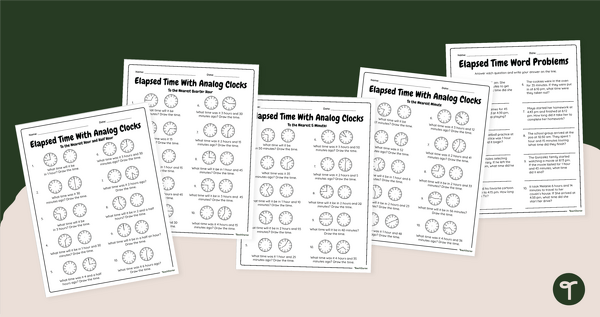 Go to Elapsed Time With Analog Clocks – Worksheets teaching resource