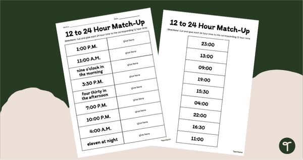 Go to 24-Hour Time Sort Worksheet teaching resource