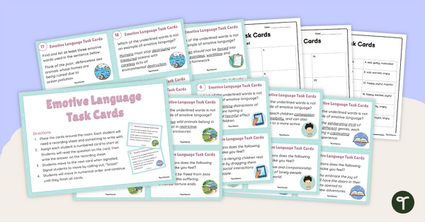 Go to Emotive Language Task Cards teaching resource