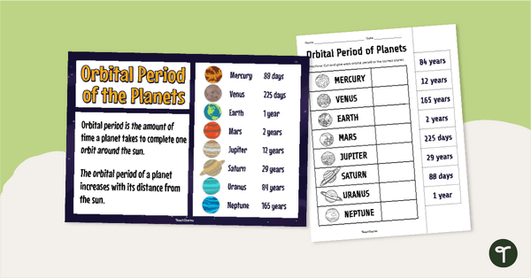 Image of Orbital Period of Planets Poster and Worksheet