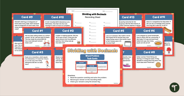 Go to Dividing with Decimals – Word Problem Task Cards teaching resource
