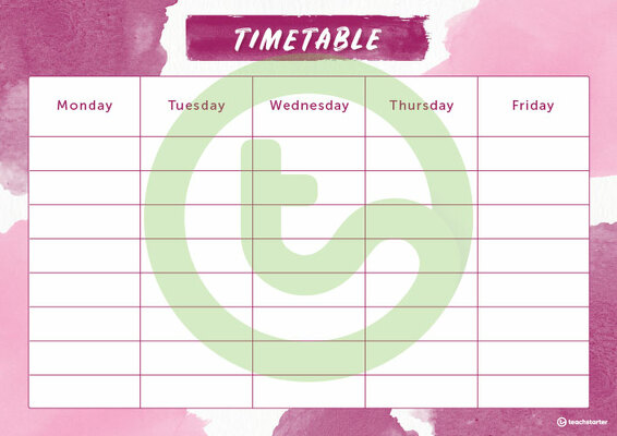 Vibrant Watercolour - Weekly Timetable teaching resource