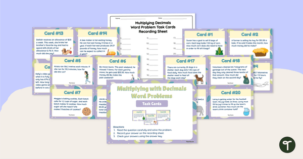 Go to Multiplying Decimals – Word Problem Task Cards teaching resource