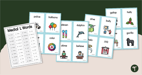 Go to Medial L Words - List & Flashcards teaching resource