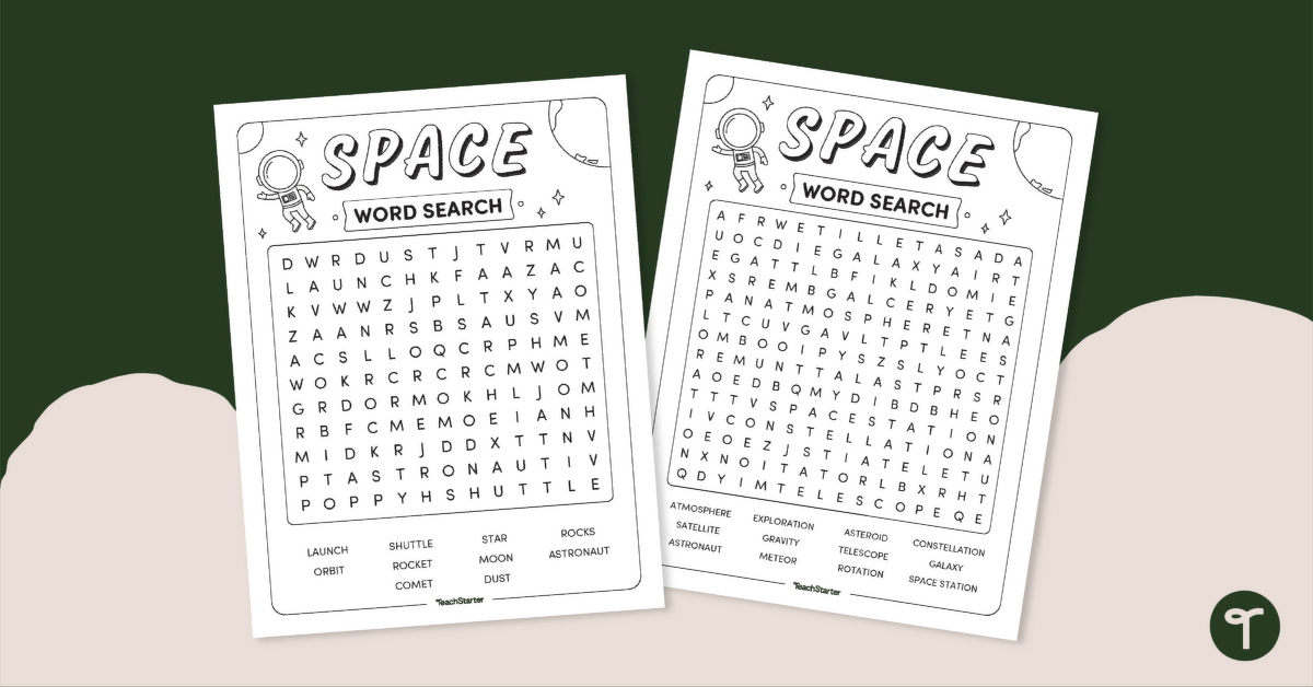 Space Word Search teaching resource