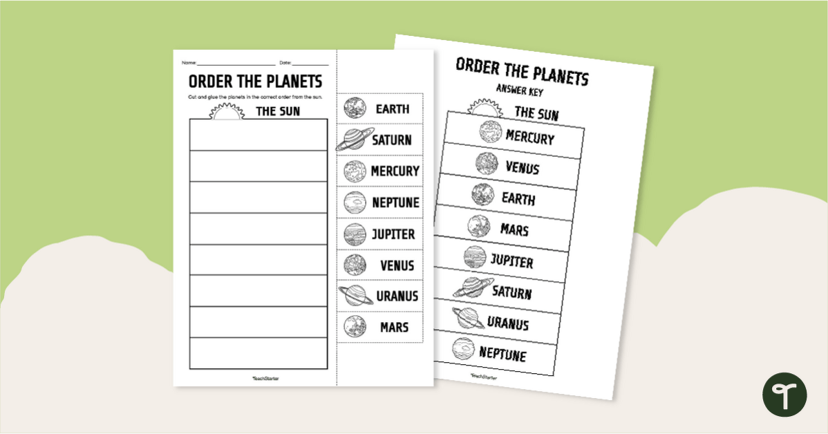 Order the Planets Worksheet teaching resource