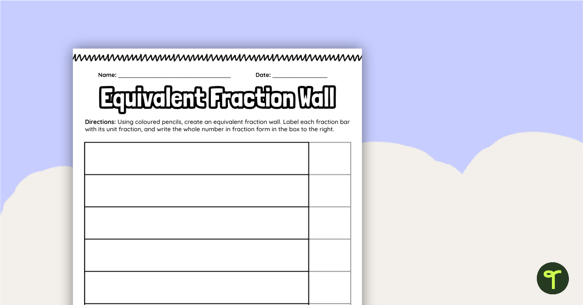 Equivalent Fraction Wall – Blank teaching resource