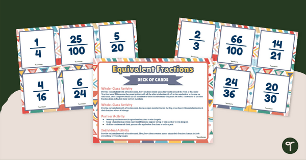 Go to Equivalent Fractions – Deck of Cards teaching resource