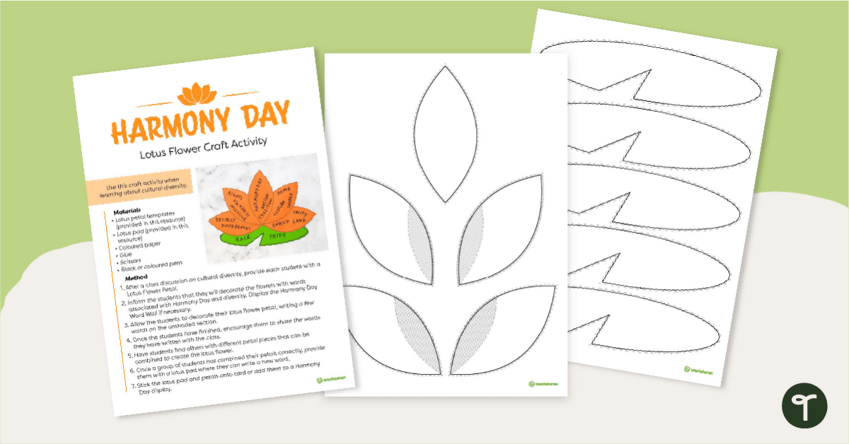 Harmony Day Lotus Flower Craft Activity teaching resource