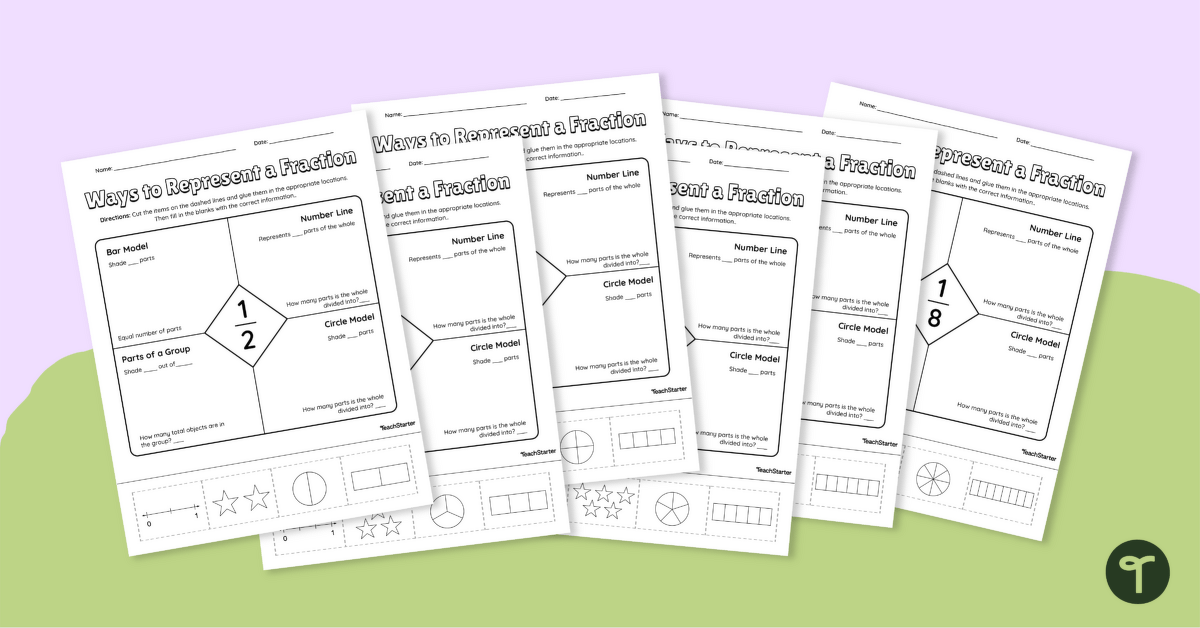 Ways to Represent a Unit Fraction Worksheet teaching resource