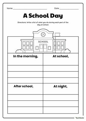 Informal Times of Day - Foundations / Year 1 Time Worksheet teaching resource