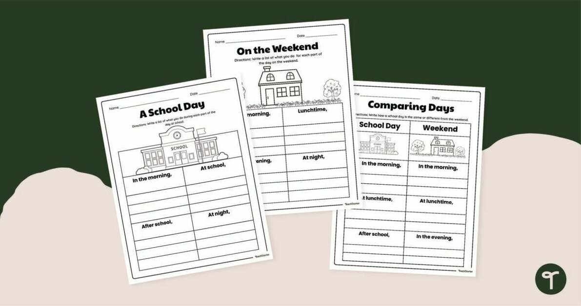 Informal Times of Day - Foundations / Year 1 Time Worksheet teaching resource