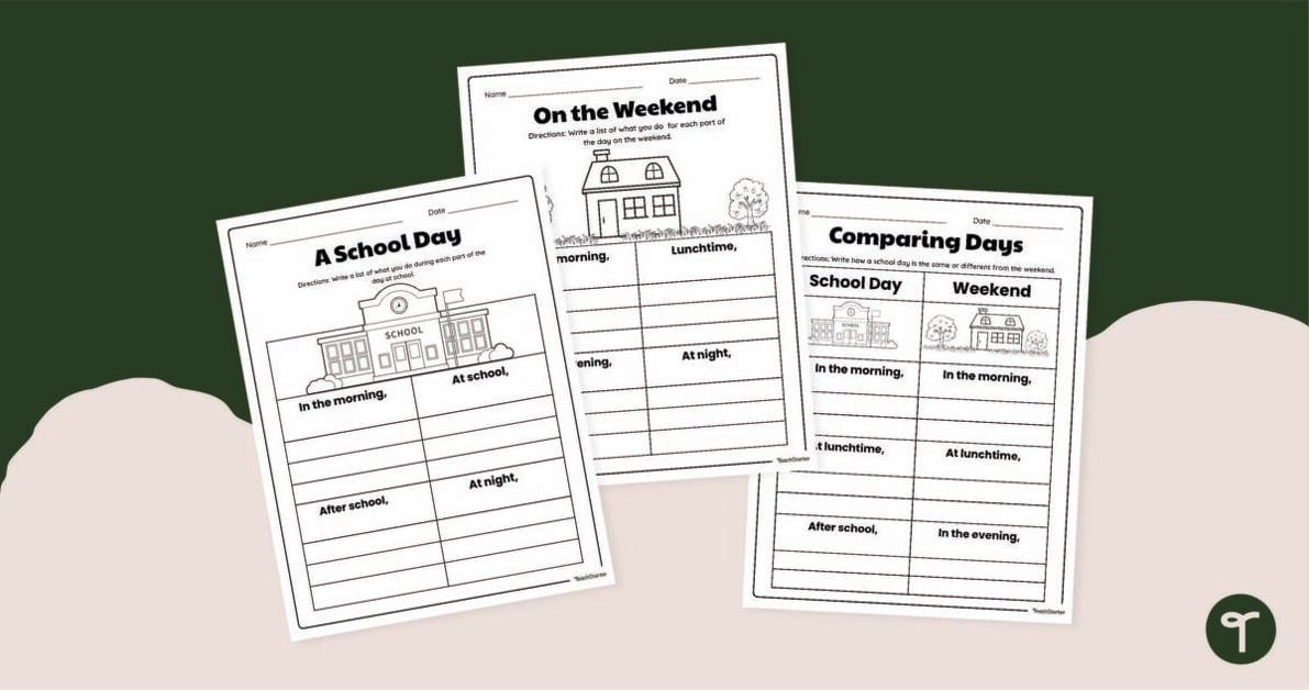 Informal Times of Day - Kindergarten Time Worksheet teaching resource