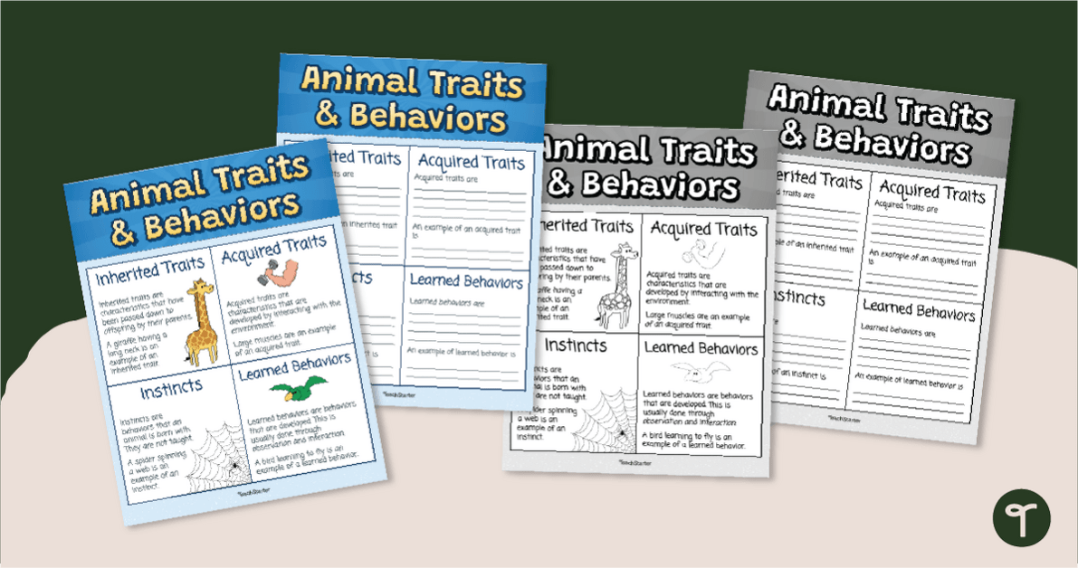 Animal Traits and Behaviors Anchor Charts teaching resource