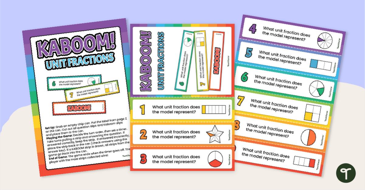 Unit Fractions Kaboom Game teaching resource