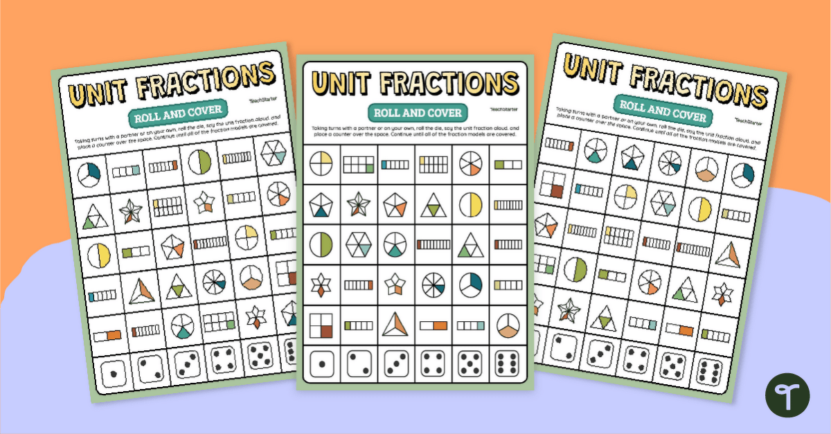 Unit Fractions Roll and Cover Activity teaching resource