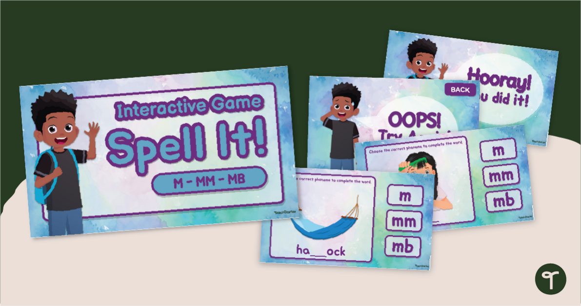 Phoneme Interactive Spelling Game - M, MM, MB teaching resource