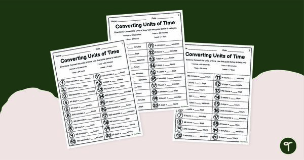 Image of Converting Time - Worksheet Pack