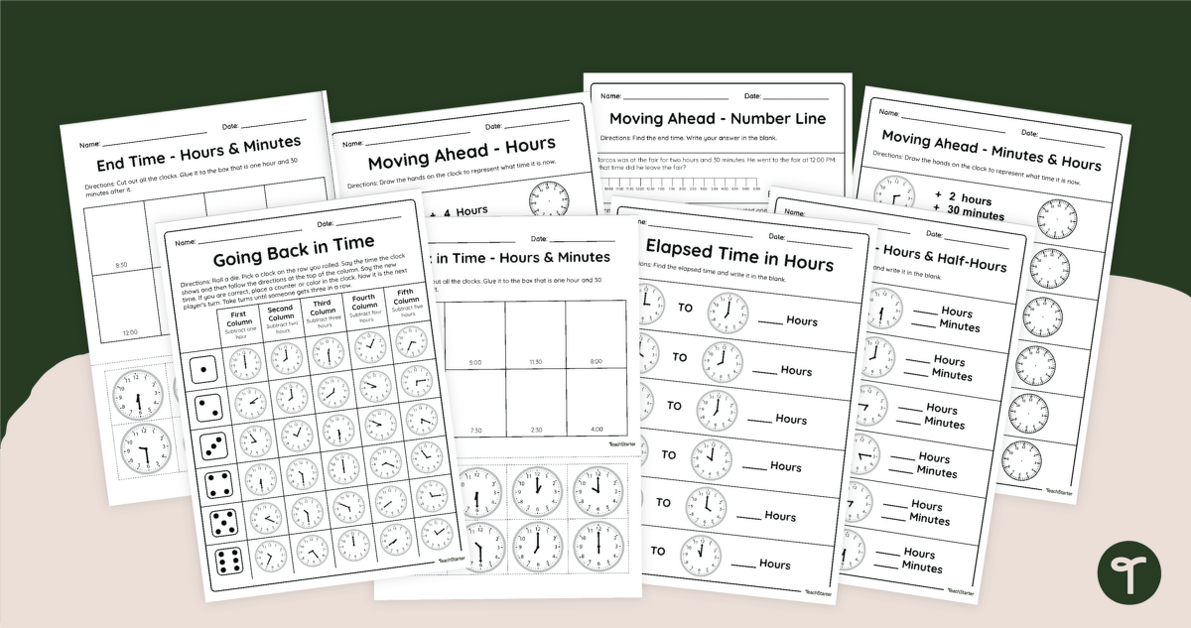 Differentiated Elapsed Time Worksheets for Beginners teaching resource