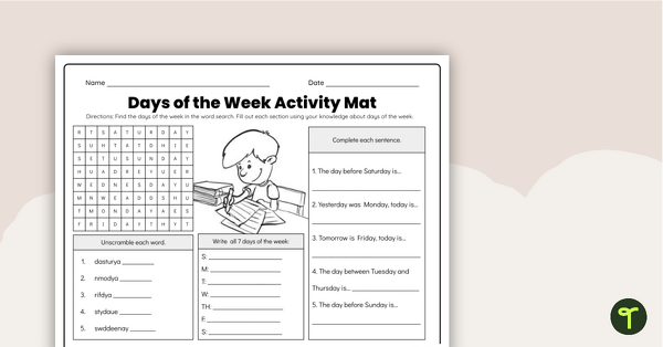 Image of Days of the Week Activity Mat