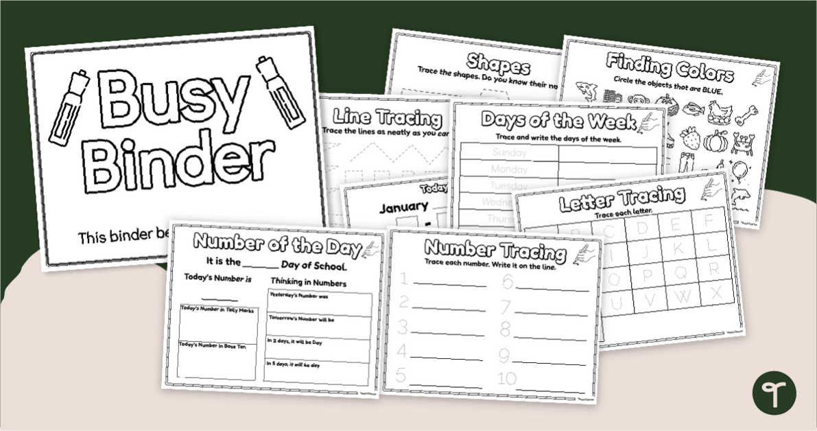 Busy Binder - Kindergarten Morning Work Activity Book teaching resource
